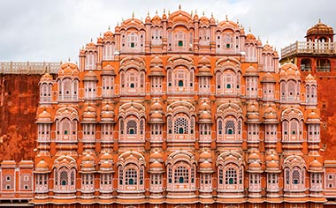 The intricate architecture of Hawa Mahal, also known as Palace of the Winds in Jaipur, Rajasthan, India